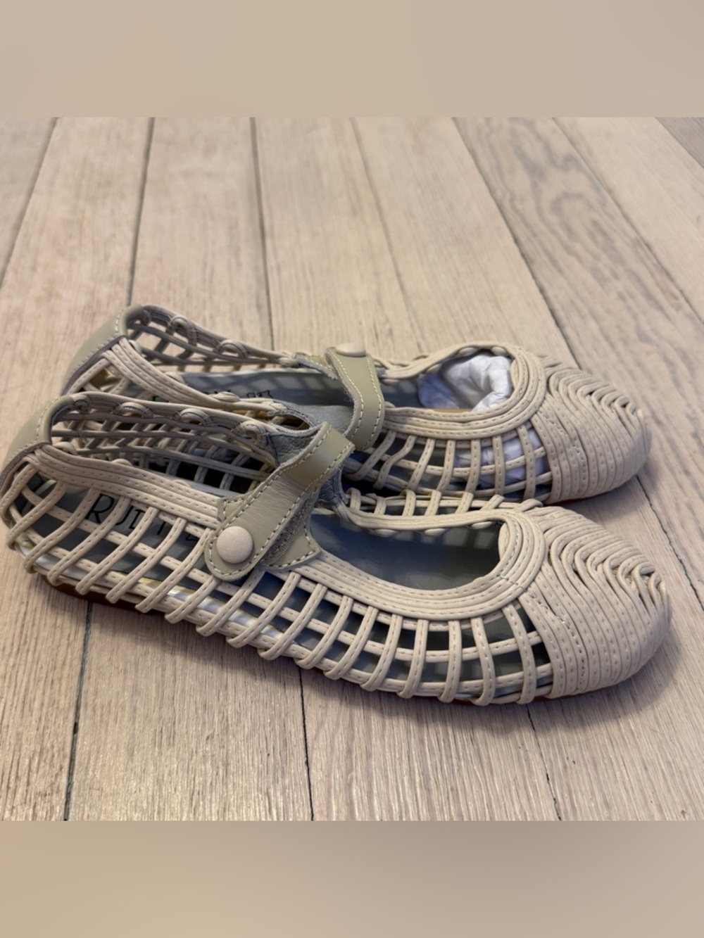 RUBY Girl's Beige Genuine Leather Woven Ballet Flats Size EUR 29 US 11.5 NEW